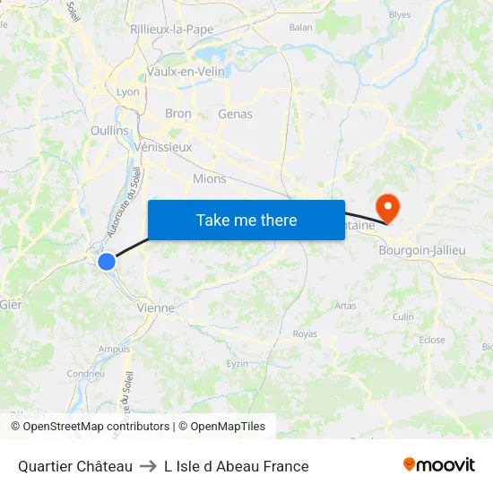Quartier Château to L Isle d Abeau France map