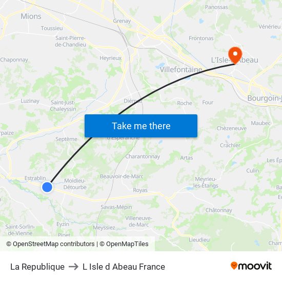 La Republique to L Isle d Abeau France map