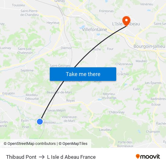 Thibaud Pont to L Isle d Abeau France map