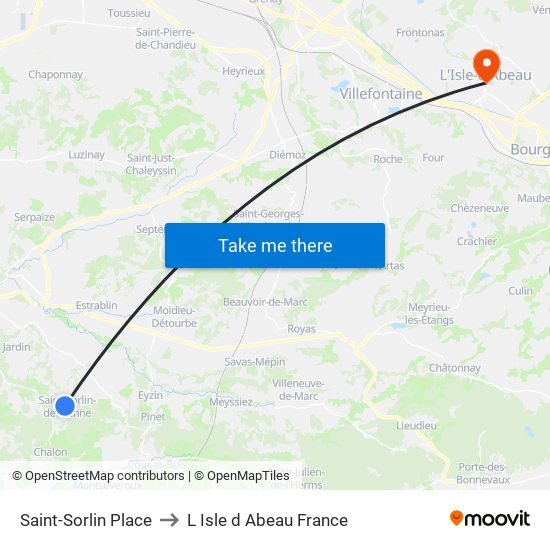 Saint-Sorlin Place to L Isle d Abeau France map
