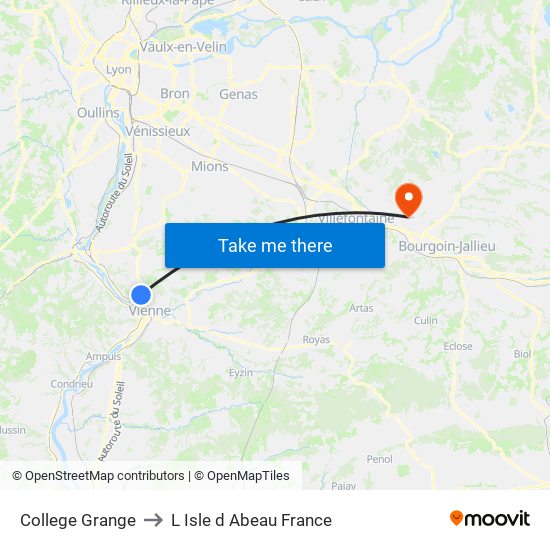 College Grange to L Isle d Abeau France map