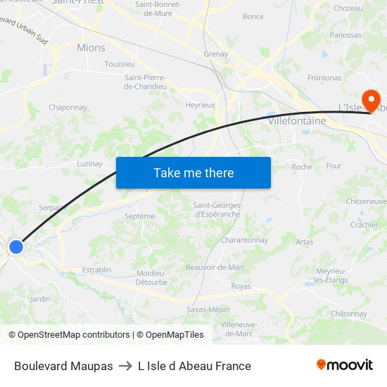 Boulevard Maupas to L Isle d Abeau France map