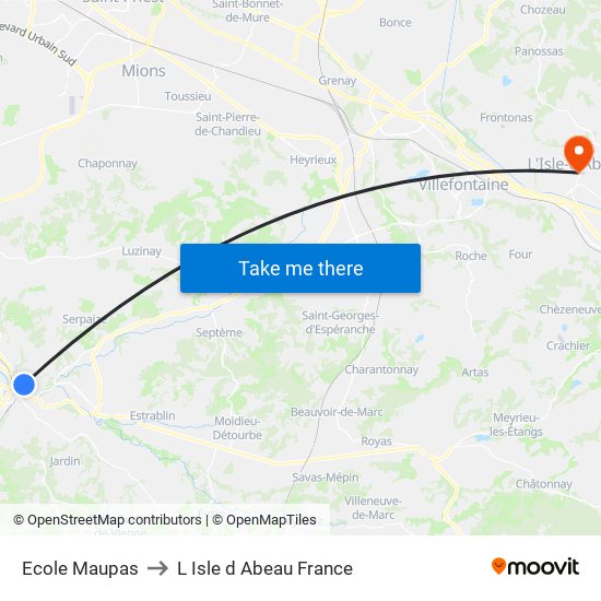 Ecole Maupas to L Isle d Abeau France map