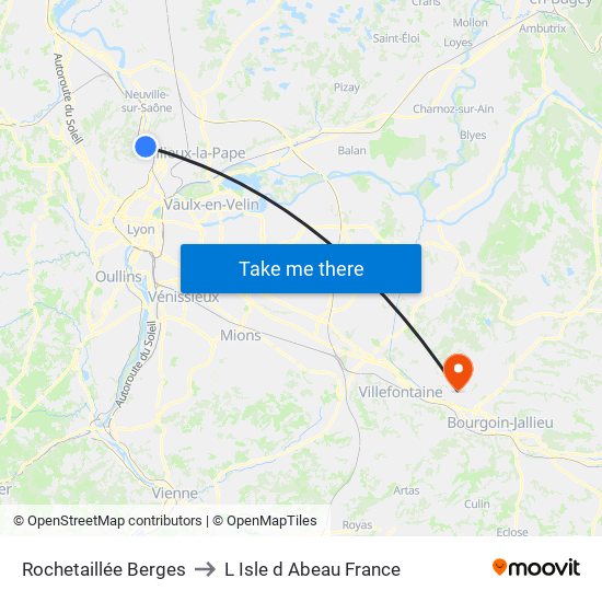 Rochetaillée Berges to L Isle d Abeau France map