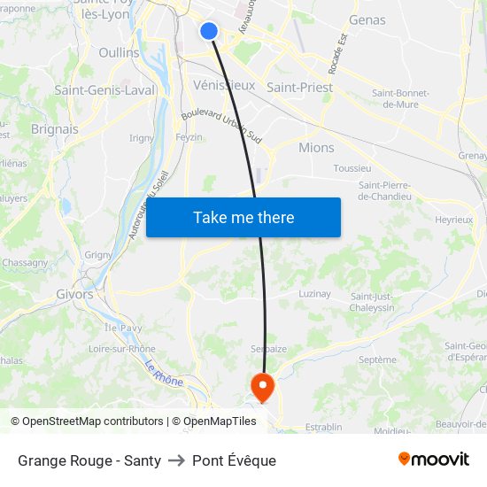 Grange Rouge - Santy to Pont Évêque map