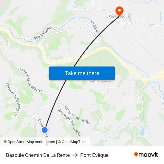 Bascule Chemin De La Rente to Pont Évêque map