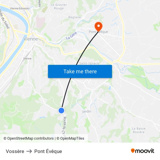 Vossère to Pont Évêque map