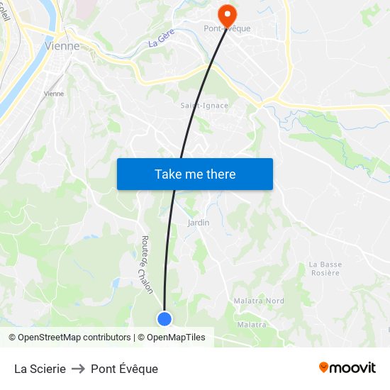La Scierie to Pont Évêque map