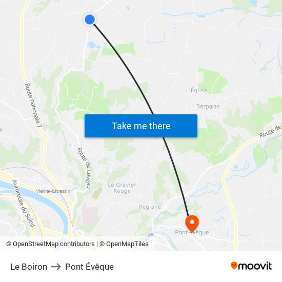 Le Boiron to Pont Évêque map