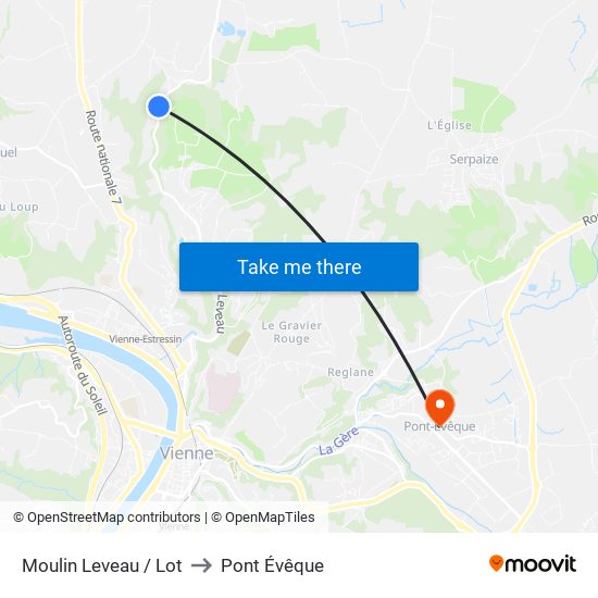 Moulin Leveau / Lot to Pont Évêque map