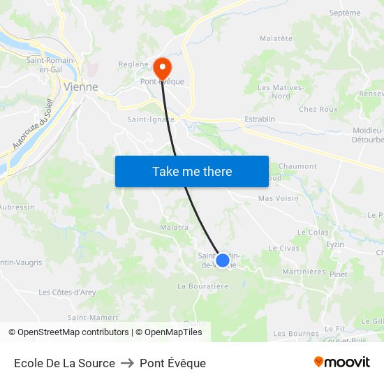 Ecole De La Source to Pont Évêque map