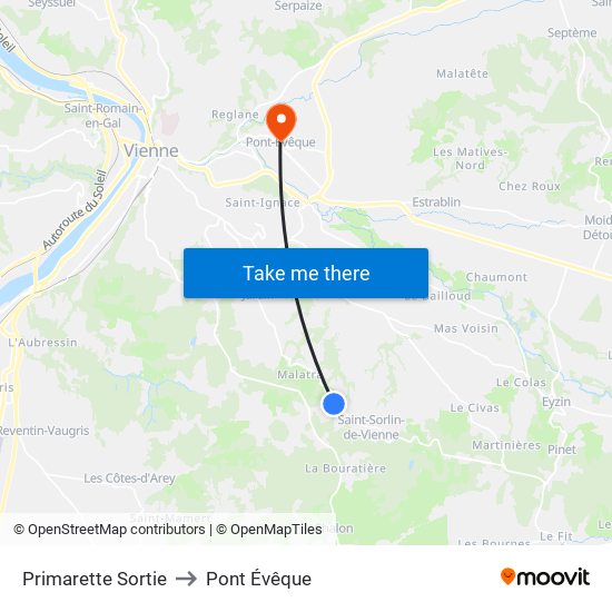 Primarette Sortie to Pont Évêque map