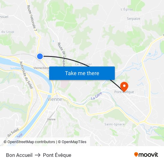 Bon Accueil to Pont Évêque map