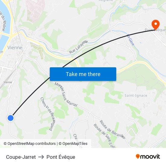 Coupe-Jarret to Pont Évêque map