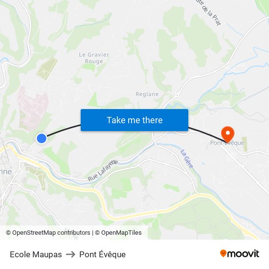 Ecole Maupas to Pont Évêque map