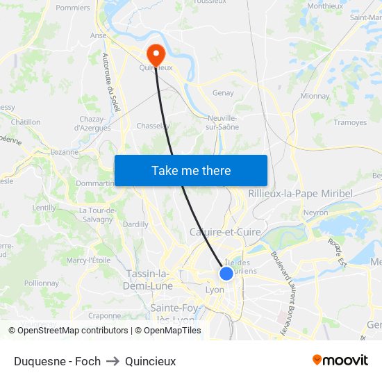 Duquesne - Foch to Quincieux map