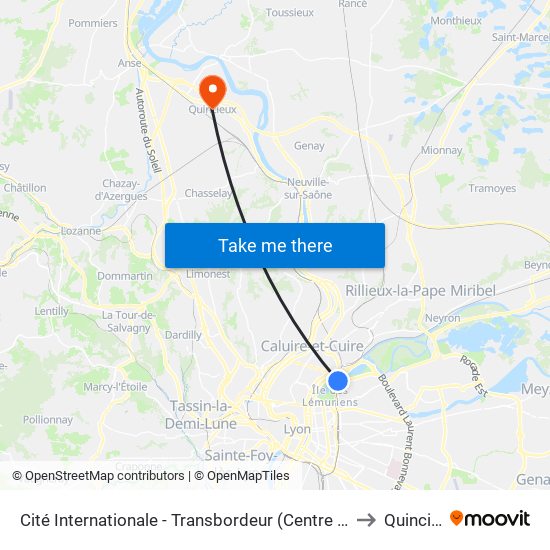 Cité Internationale - Transbordeur (Centre De Congrès) to Quincieux map