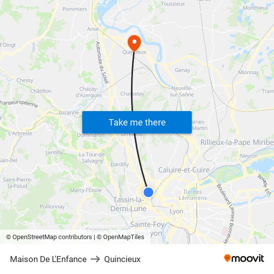 Maison De L'Enfance to Quincieux map
