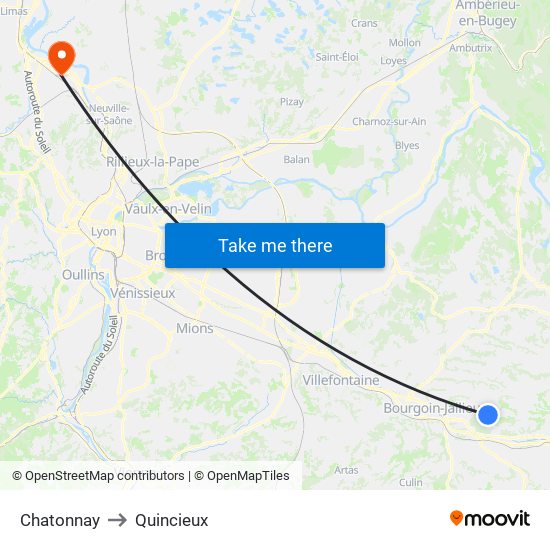 Chatonnay to Quincieux map