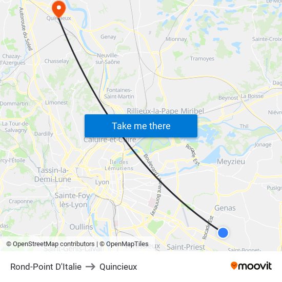 Rond-Point D'Italie to Quincieux map