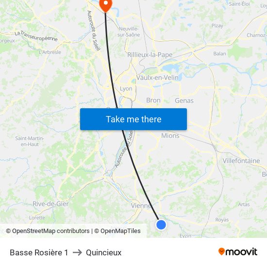 Basse Rosière 1 to Quincieux map