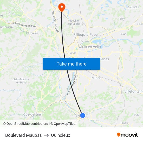 Boulevard Maupas to Quincieux map