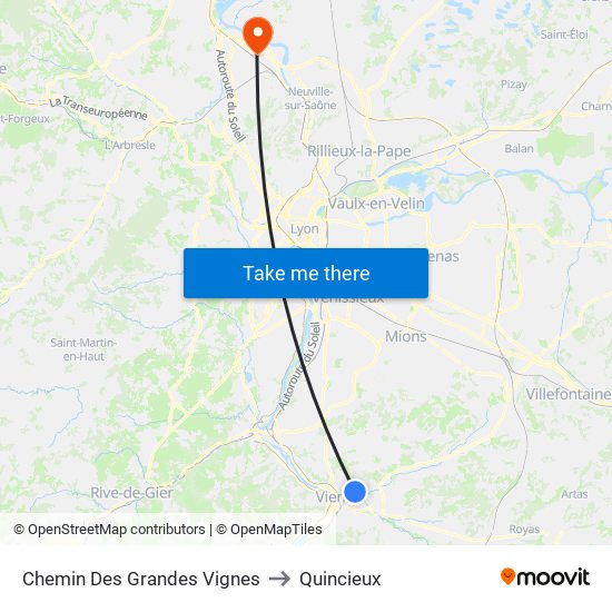 Chemin Des Grandes Vignes to Quincieux map