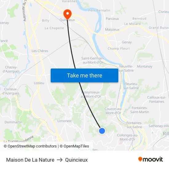 Maison De La Nature to Quincieux map