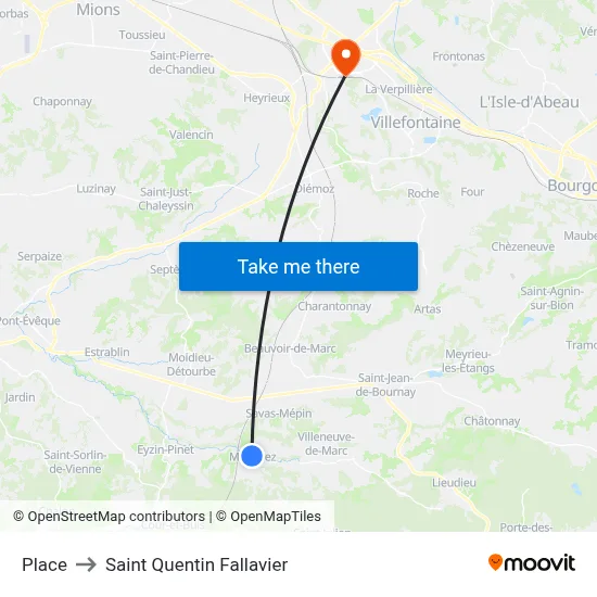 Place to Saint Quentin Fallavier map