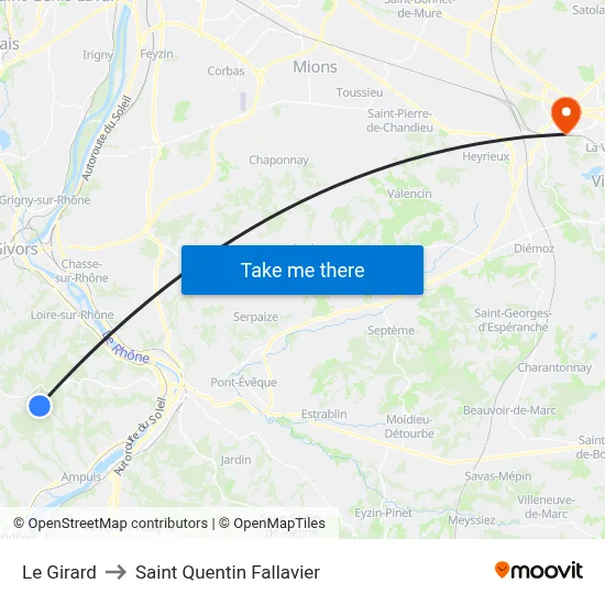 Le Girard to Saint Quentin Fallavier map