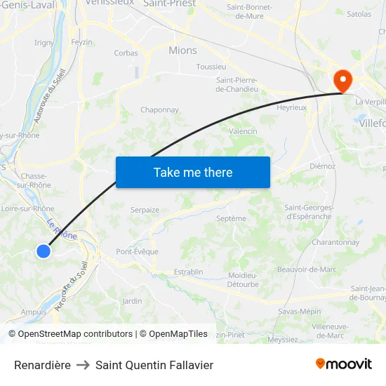 Renardière to Saint Quentin Fallavier map