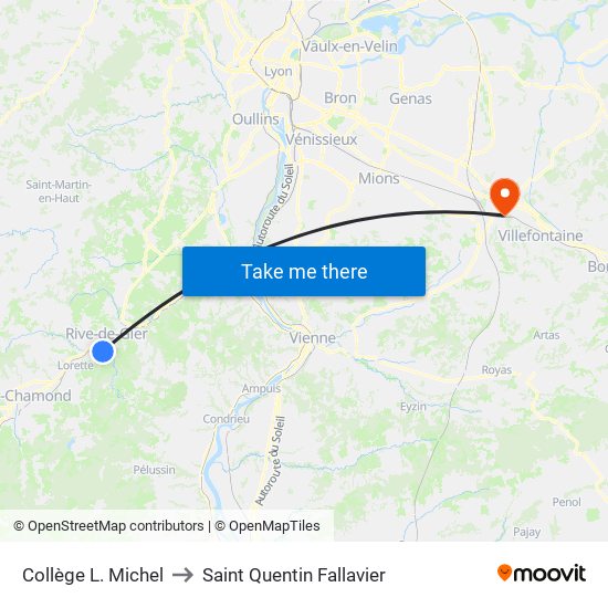 Collège L. Michel to Saint Quentin Fallavier map