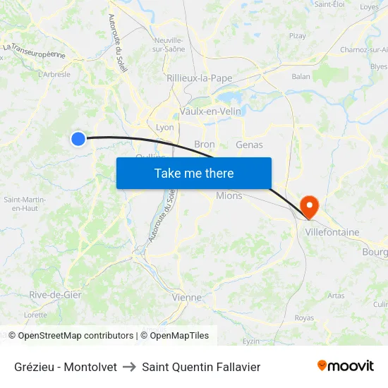 Grézieu - Montolvet to Saint Quentin Fallavier map