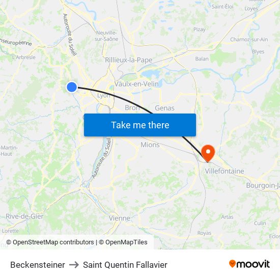 Beckensteiner to Saint Quentin Fallavier map