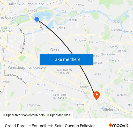 Grand Parc Le Fontanil to Saint Quentin Fallavier map