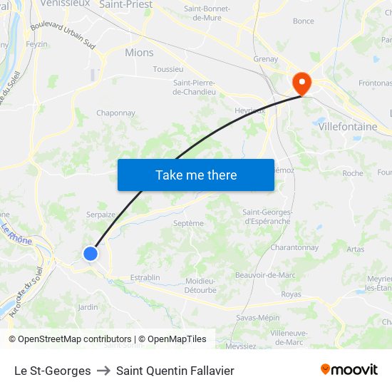 Le St-Georges to Saint Quentin Fallavier map