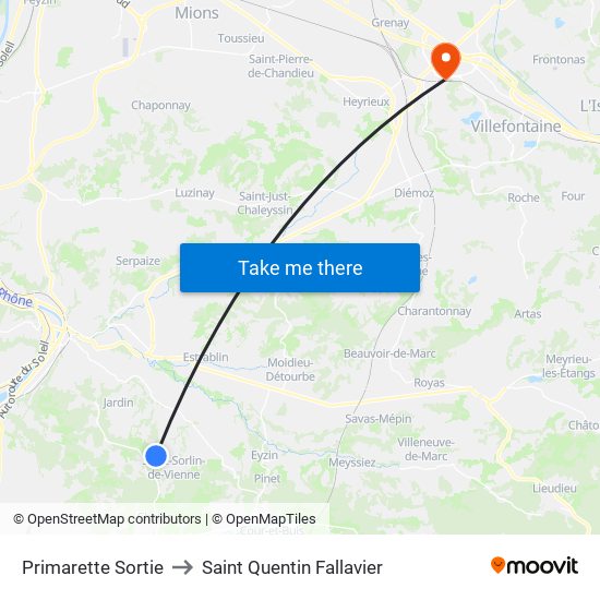 Primarette Sortie to Saint Quentin Fallavier map