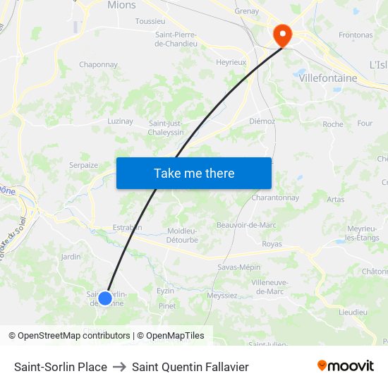 Saint-Sorlin Place to Saint Quentin Fallavier map