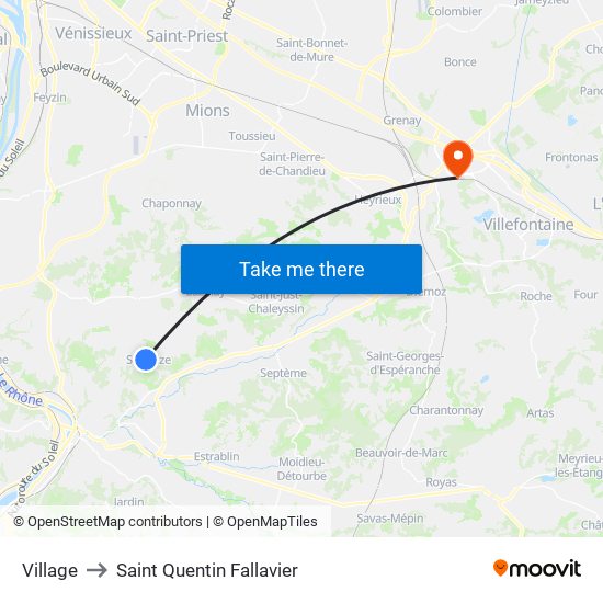 Village to Saint Quentin Fallavier map