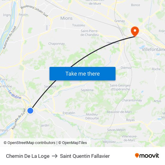 Chemin De La Loge to Saint Quentin Fallavier map