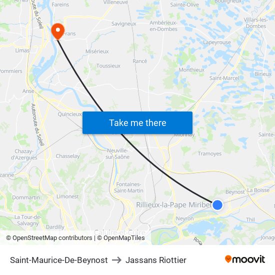 Saint-Maurice-De-Beynost to Jassans Riottier map