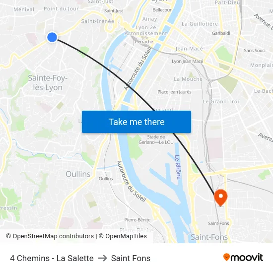 4 Chemins - La Salette to Saint Fons map