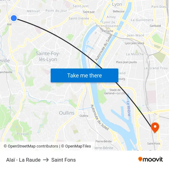 Alaï - La Raude to Saint Fons map