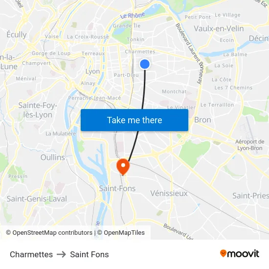 Charmettes to Saint Fons map