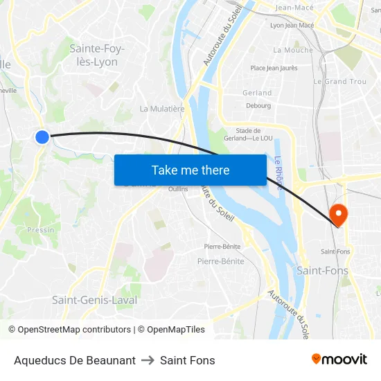 Aqueducs De Beaunant to Saint Fons map