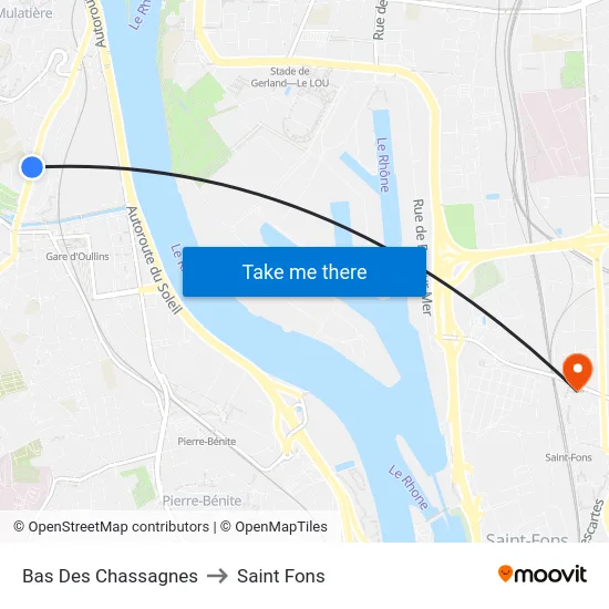 Bas Des Chassagnes to Saint Fons map