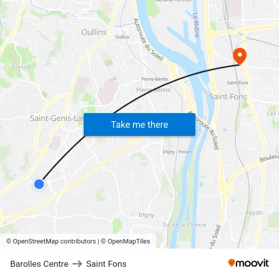 Barolles Centre to Saint Fons map