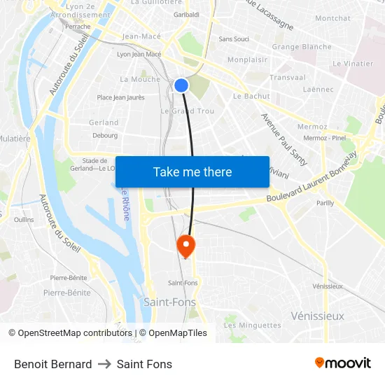 Benoit Bernard to Saint Fons map