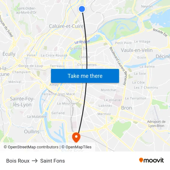 Bois Roux to Saint Fons map