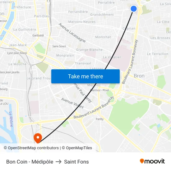 Bon Coin - Médipôle to Saint Fons map